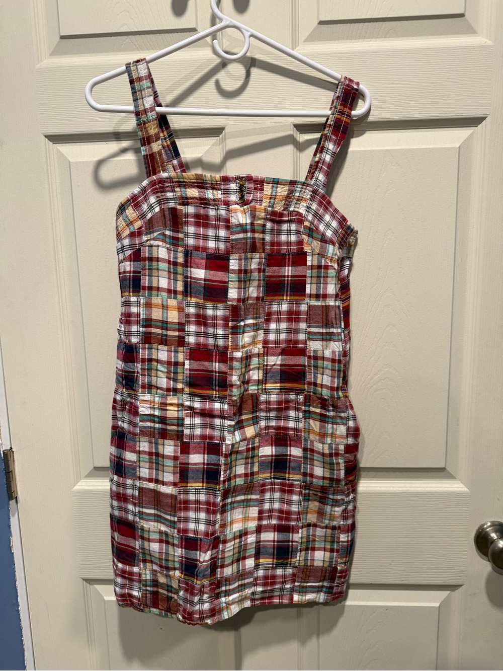 J. Crew Red Multi Plaid Sundress with Straps